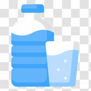 Mineral Water - Large Blue Bottle And Glass Of Water Illustration Transparent PNG