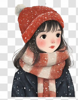 Winter Girl - Adorable Girl Dressed In Winter Fashion With Snowflakes Transparent PNG