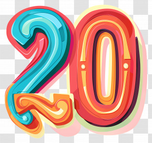 Number 20 - Vibrant And Colorful Number 20 Illustration Transparent PNG