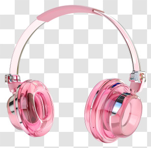 Pink Glass Headphones - Sleek Pink Headphones For Music Listening Transparent PNG
