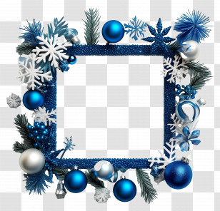 Christmas Frame Blue - Blue Ornament Frame With Snowflakes Transparent PNG