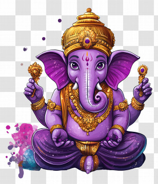 Ganesh Chaturthi - Divine Ganesha Illustration With Vibrant Colors Transparent PNG