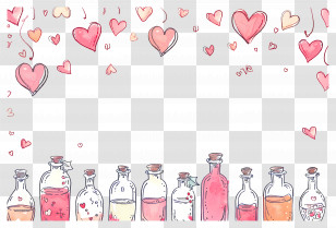Love Background - Bottles And Hearts Decoration Transparent PNG