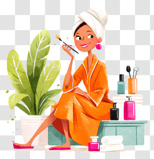 Woman Enjoying Self Care Moment - Relaxing Spa Beauty Scene Transparent PNG