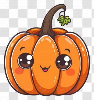 Kawaii Pumpkin - Smiling Cartoon Pumpkin With Cute Expression Transparent PNG