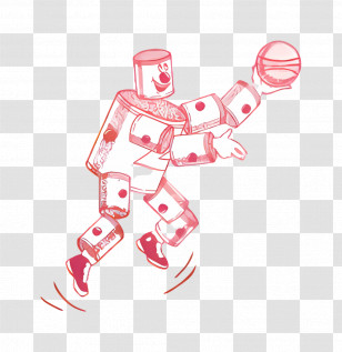 Detroit Pistons Logo - Red Robot Playing Basketball Transparent PNG