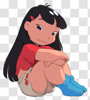Lilo Pelekai - Casual Sitting Girl Cartoon Transparent PNG