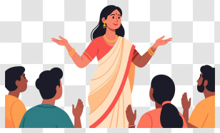Indian Woman Teacher - Female Speaker Addressing Audience Transparent PNG