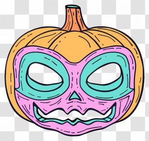 Halloween Mask - Colorful Pumpkin Mask Transparent PNG