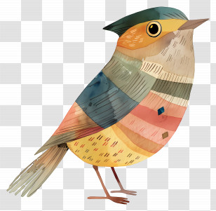 Cartoon Bird - Colorful Artistic Bird Illustration With Unique Patterns Transparent PNG