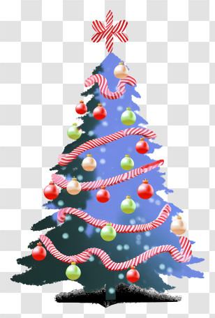 Christmas Tree - Decorated Christmas Tree With Ornaments Transparent PNG