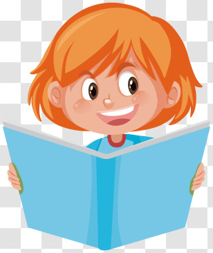 Illustrator - Happy Child Reading A Book Cartoon Illustration Transparent PNG
