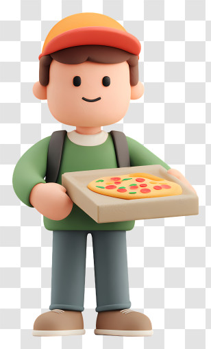 Deliveryman With Pizza Box - Smiling Pizza Delivery Boy Transparent PNG