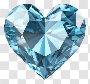 Heart Shaped Diamond - Blue Crystal Heart Gem Decoration Transparent PNG