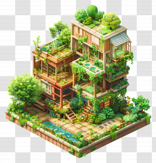 Urban Garden - Eco-Friendly Green Building Design Transparent PNG