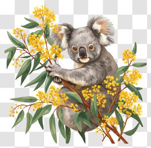 Australia Day - Koala Sitting On Eucalyptus Branch Transparent PNG