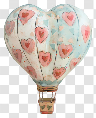 Hot Air Balloon - Heart Patterned Hot Air Balloon Illustration Transparent PNG