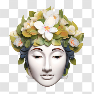 Abstract Face - Face With Floral Crown In Artistic Style Transparent PNG