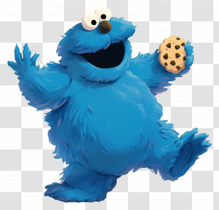 Cookie Monster - Blue Furry Character With Cookie Transparent PNG