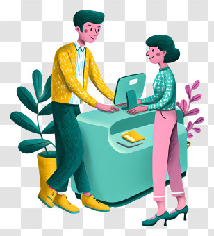Business Scenes - Customer Service At Desk Transparent PNG