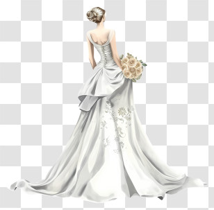 Bride Dress Icon - Beautiful Back View Of Bridal Wedding Gown Transparent PNG