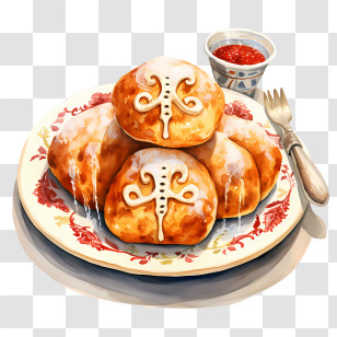 Pan De Muerto - Delicious Pastries With Icing And Jam Transparent PNG