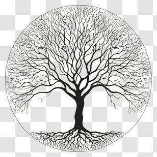 Tree Of Life - Black Bare Tree With Roots Illustration Transparent PNG
