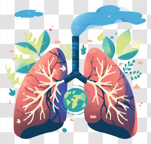 World Pneumonia Day - Lungs And Earth Representing Clean Energy Concept Transparent PNG