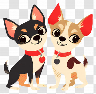 Cute Small Dogs - Two Cartoon Dogs With Collars Transparent PNG