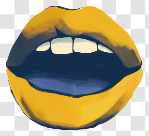 Mouth - Yellow Artistic Lips Illustration Transparent PNG