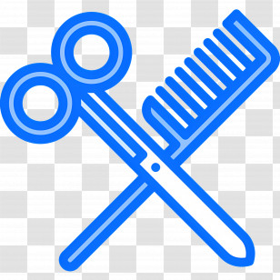 Scissors And Comb - Blue Scissors And Comb Icon For Hairdressing Transparent PNG