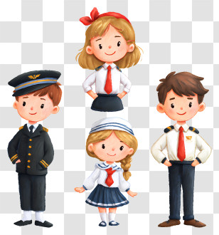 Students In Uniform - Group Of Children In Uniforms Transparent PNG