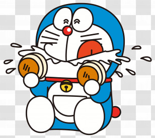 Doraemon - Blue Robot Cat Enjoying Dorayaki Transparent PNG