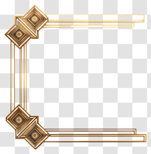 Art Deco Geometric Border - Elegant Gold Decorative Frame Transparent PNG