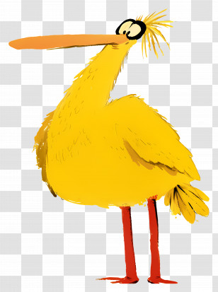 Big Bird - Funny Yellow Cartoon Bird With Big Beak Transparent PNG