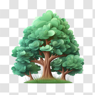 Evergreen Tree - Lush Cartoon Tree With Green Foliage Illustration Transparent PNG