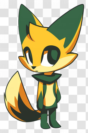 Cartoon Fox - Yellow And Green Cartoon Fox Character Design Transparent PNG