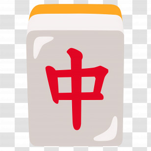 Mahjong Red Dragon Emoji - Chinese Mahjong Tile Transparent PNG