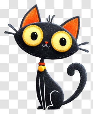 Spooky Cat - Black Cartoon Cat Illustration Transparent PNG
