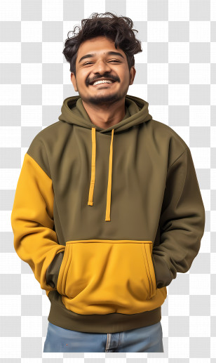 Indian Man - Person Wearing A Stylish Two-Tone Hoodie Transparent PNG