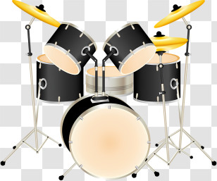 Music - Black Drum Set With Cymbals Transparent PNG