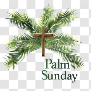 Palm Sunday - Palm Sunday Cross With Green Palm Fronds Transparent PNG