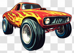 Hot Wheels - Flaming Car Illustration Transparent PNG