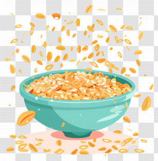 Oats - Bowl Of Cereal With Falling Oats Transparent PNG