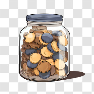 World Thrift Day - Jar Of Coins For Savings Concept Transparent PNG