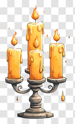 Candle Lighting - Glowing Candles On Candelabra Transparent PNG