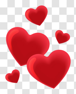 Floating Hearts - Red Hearts Symbolizing Love Transparent PNG