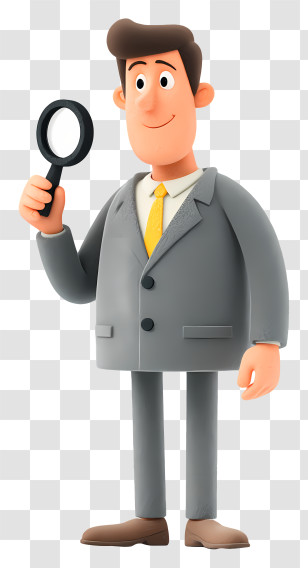 Businessman Holding Magnifying Glass - Cartoon Man With Magnifying Glass Transparent PNG