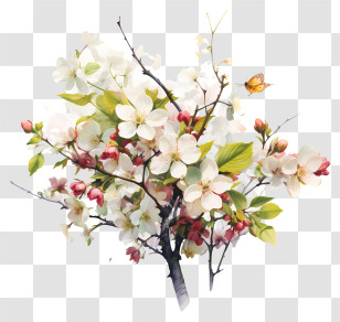 Spring Begins - Flowering Branch With Blossoms Transparent PNG