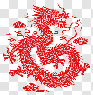 Food - Red Chinese Dragon Illustration With Mythical Details Transparent PNG